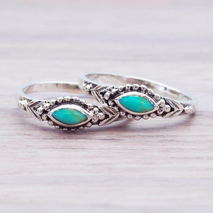 Dainty Turquoise Rings made with Sterling silver - womens turquoise jewellery 