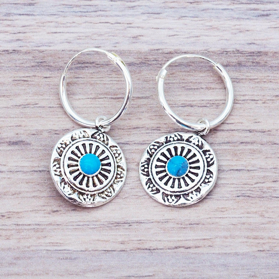 Dainty mandala Turquoise Earrings - womens turquoise jewellery Australia