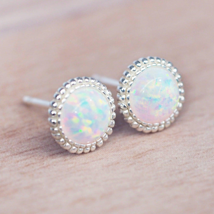 Sterling silver Opal Earrings - womens opal jewellery Australia 