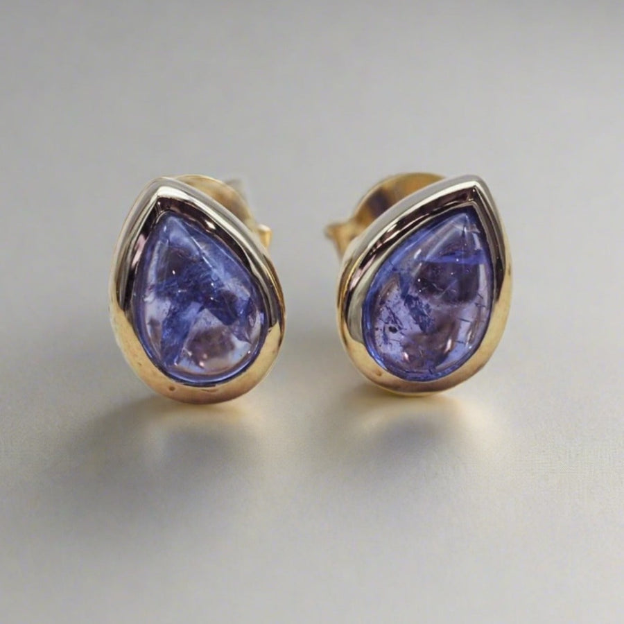 Gold December Birthstone Earrings made with Tanzanite - womens December birthstone jewellery Australia 