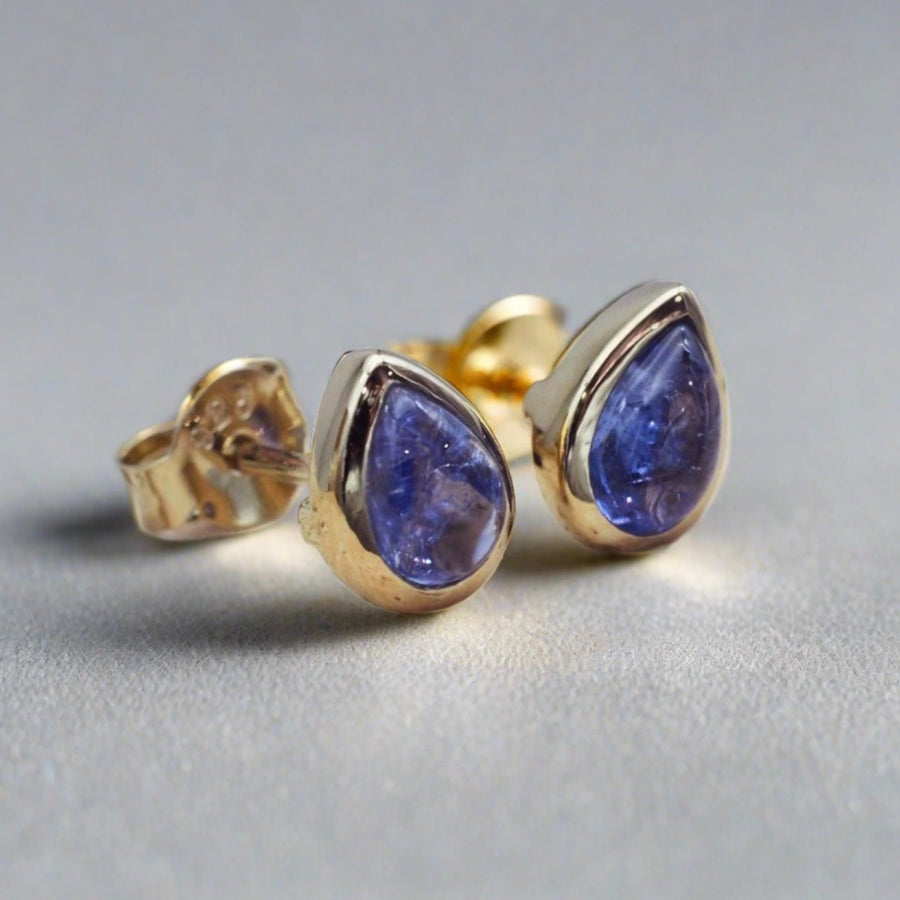 December Birthstone Earrings - gold Tanzanite earrings - womens December birthstone jewellery australia