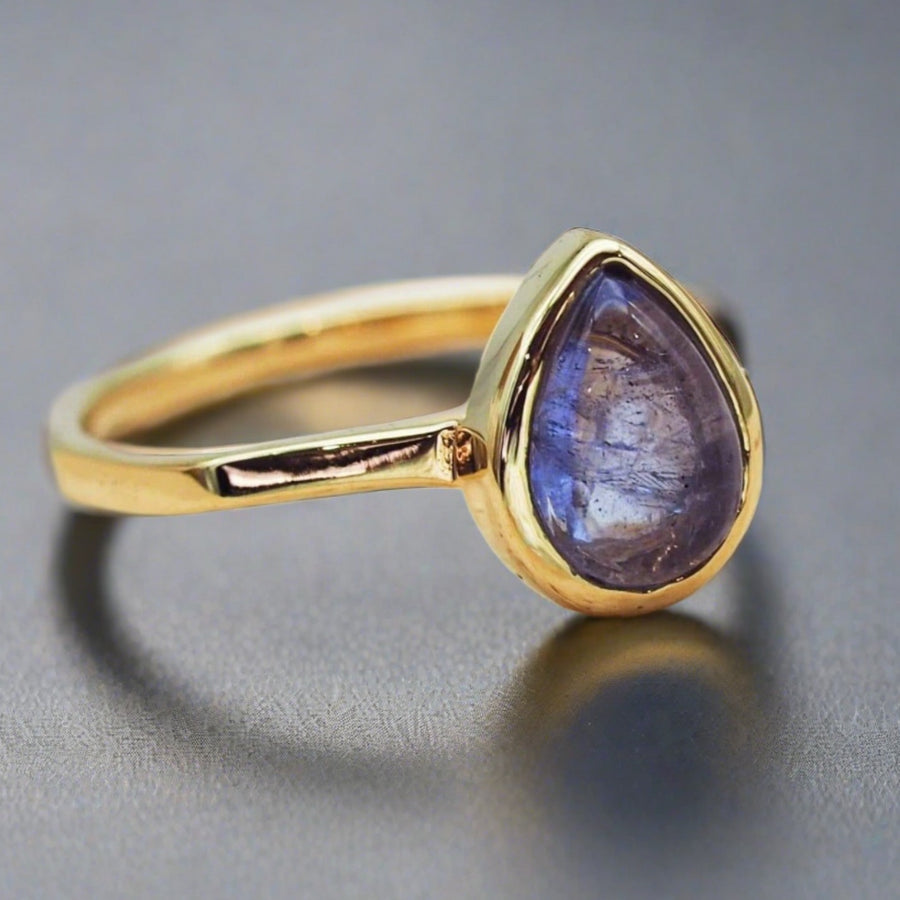Gold December Birthstone Ring - Tanzanite Ring- womens birthstone jewellery