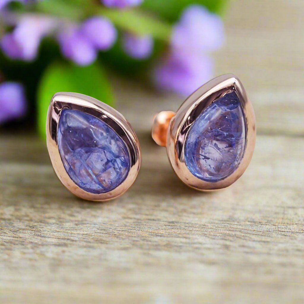 Rose Gold December Birthstone Tanzanite earrings by indie and harper