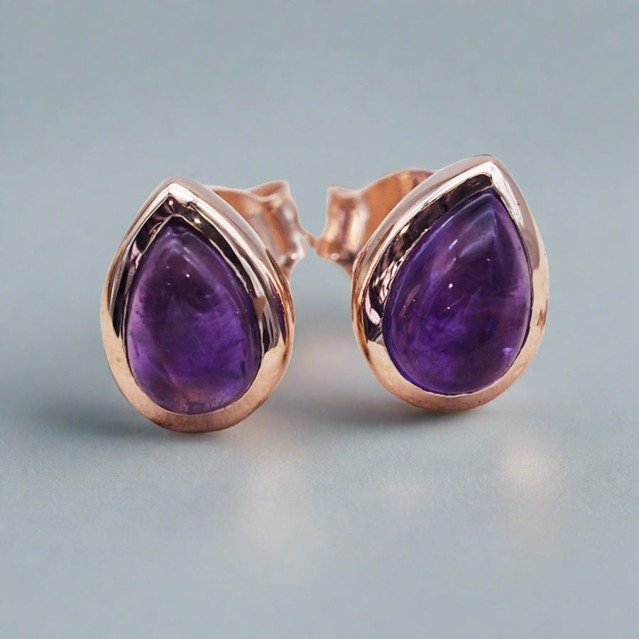 February Birthstone Earrings - rose gold amethyst earrings - womens february birthstone earrings australia