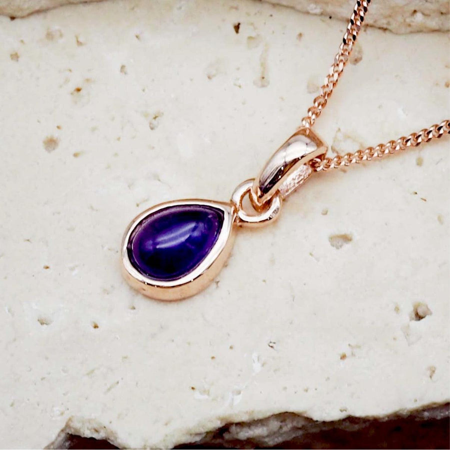 February Birthstone Necklace - rose gold Amethyst necklace - womens february birthstone jewellery