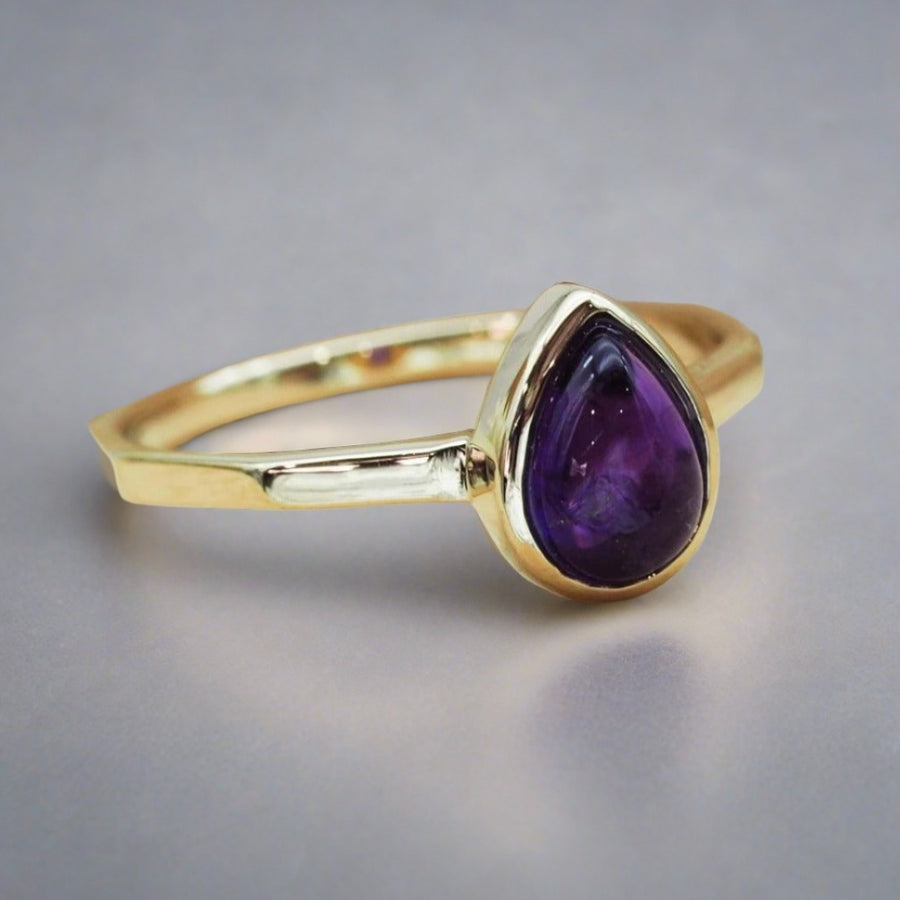February Birthstone Ring - Amethyst ring - womens gold jewellery by indie and harper