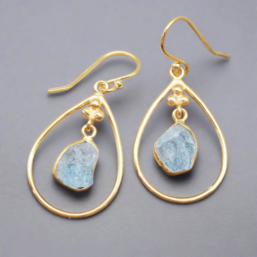 Gold Aquamarine Earrings - womens aquamarine jewellery - Australian jewellery online 