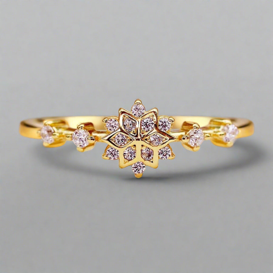 dainty Gold Ring with clear crystals - womens gold crystal jewellery - australian jewellery brand