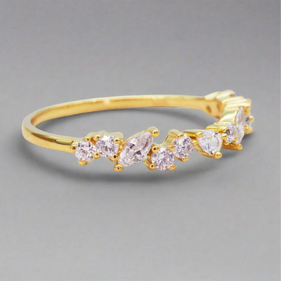 Gold Ring with cubic zirconias - womens gold jewellery Australia 