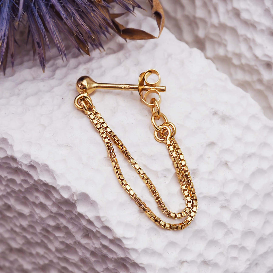 Gold Chain Stud Earrings - womens gold jewellery by indie and harper