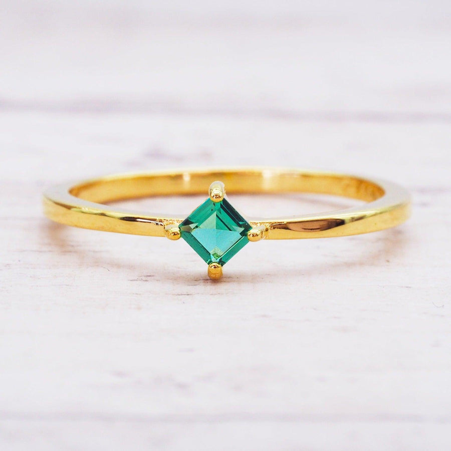 Dainty Gold Emerald Ring - womens gold emerald jewellery by indie and harper