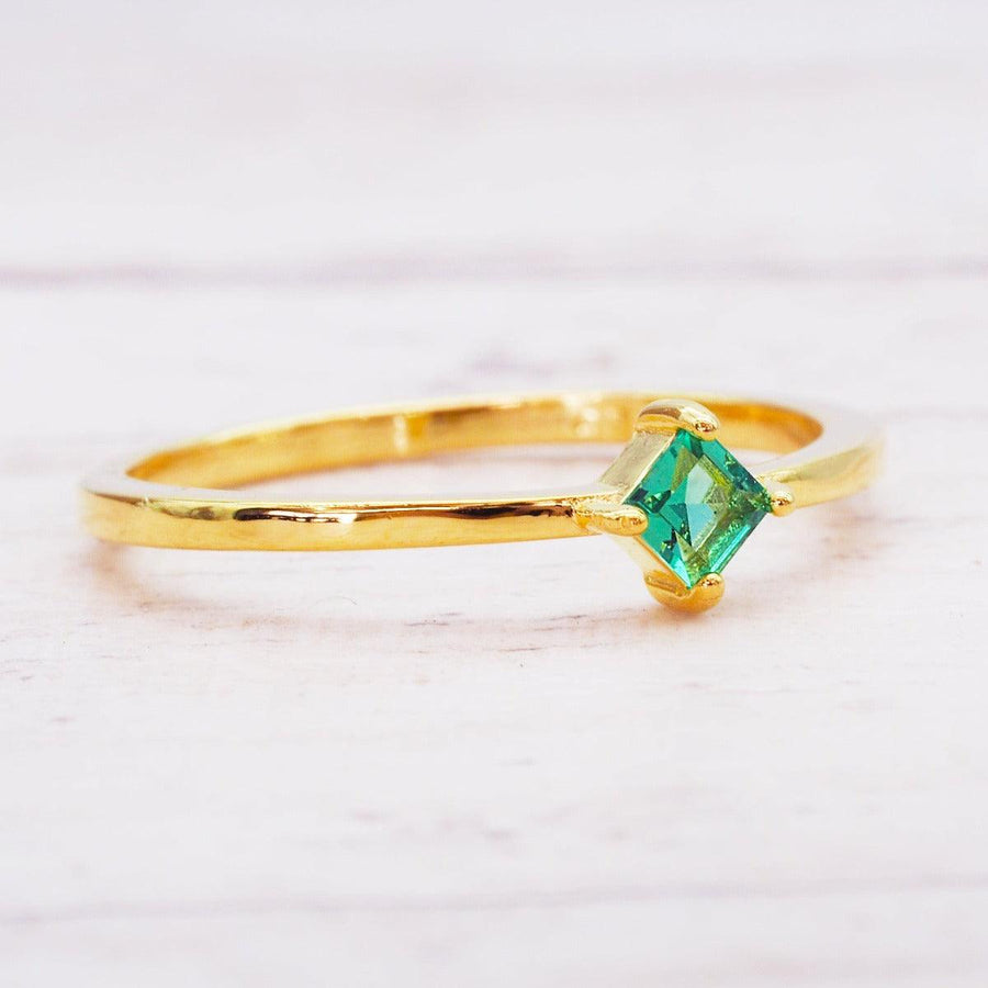 Dainty gold Emerald Ring - womens gold emerald jewellery by indie and harper