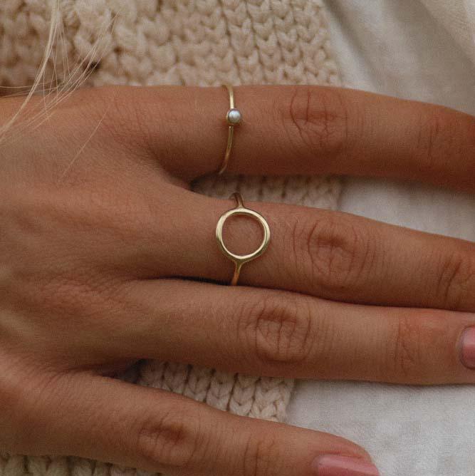 Gold Dainty Halo Ring - womens jewellery by indie and harper