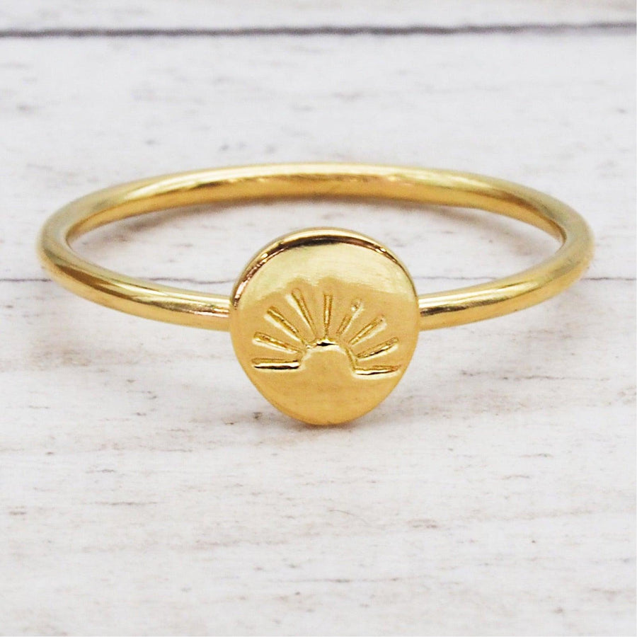 Dainty Gold Ring with rising sun design - womens gold jewellery Australia by indie and harper