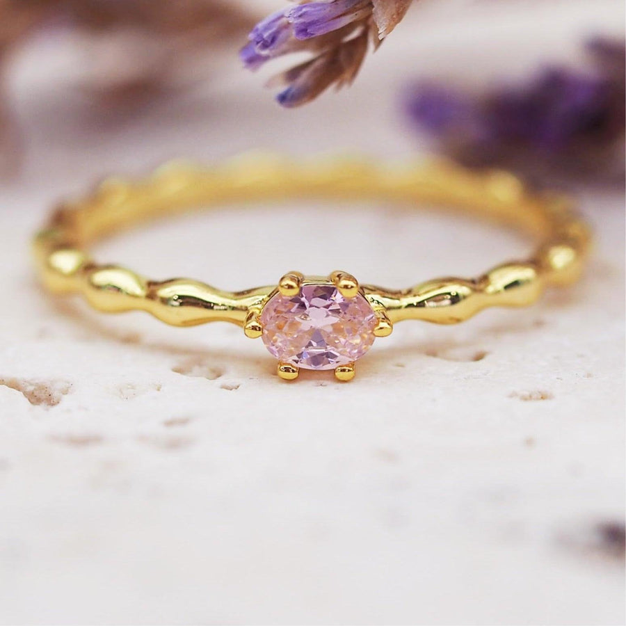 Gold Dainty Rose Quartz Ring - womens rose quartz jewellery by indie and harper