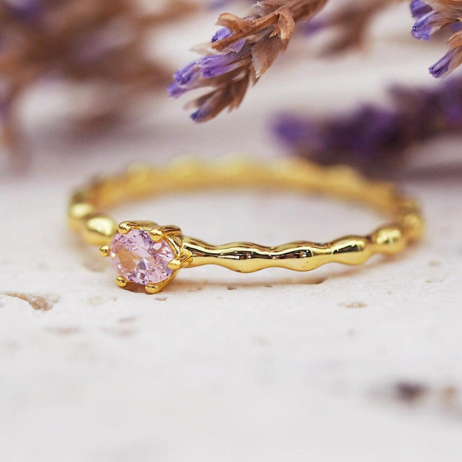 Gold Dainty Rose Quartz Ring - womens rose Quartz jewellery by indie and harper