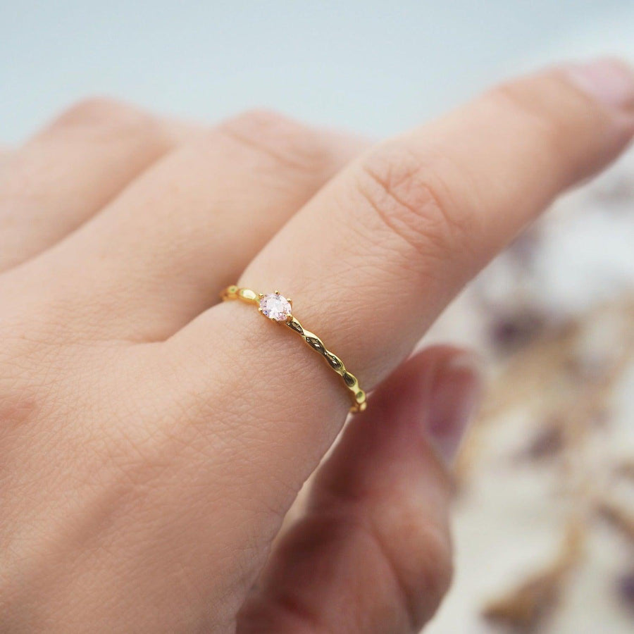 Gold Dainty Rose Quartz Ring - womens jewellery by indie and harper