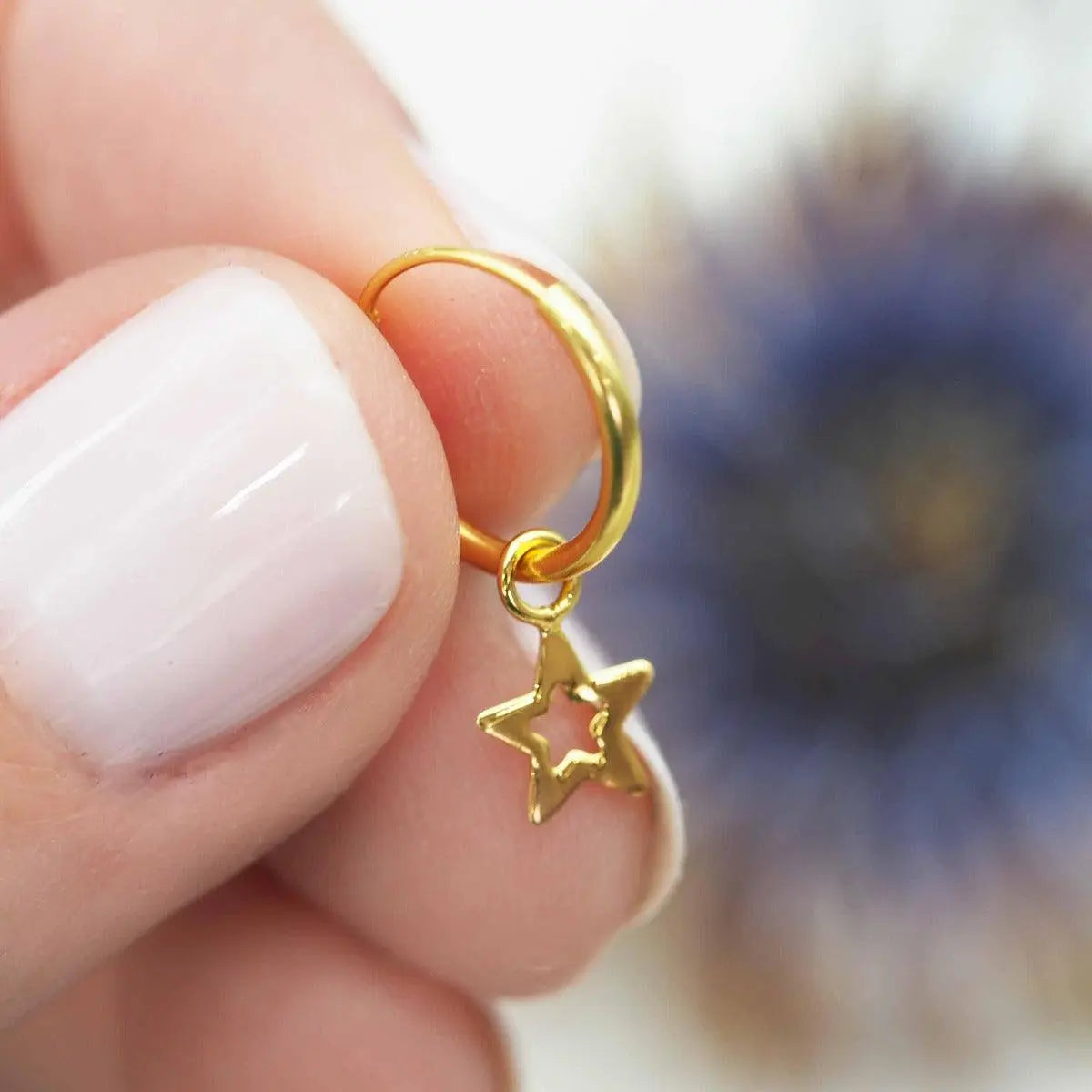 Indie and Harper dainty star Gold hoop earrings 