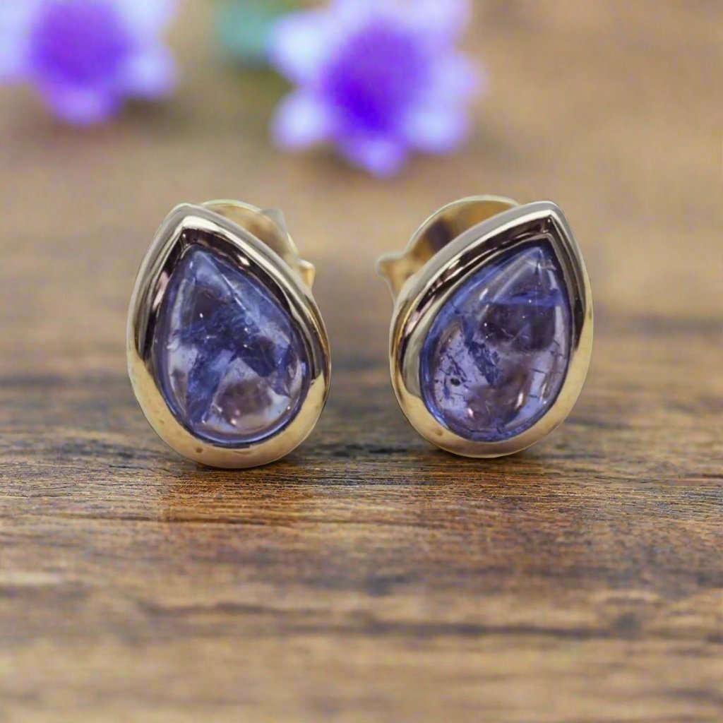 Gold December Birthstone Tanzanite earrings by indie and harper 