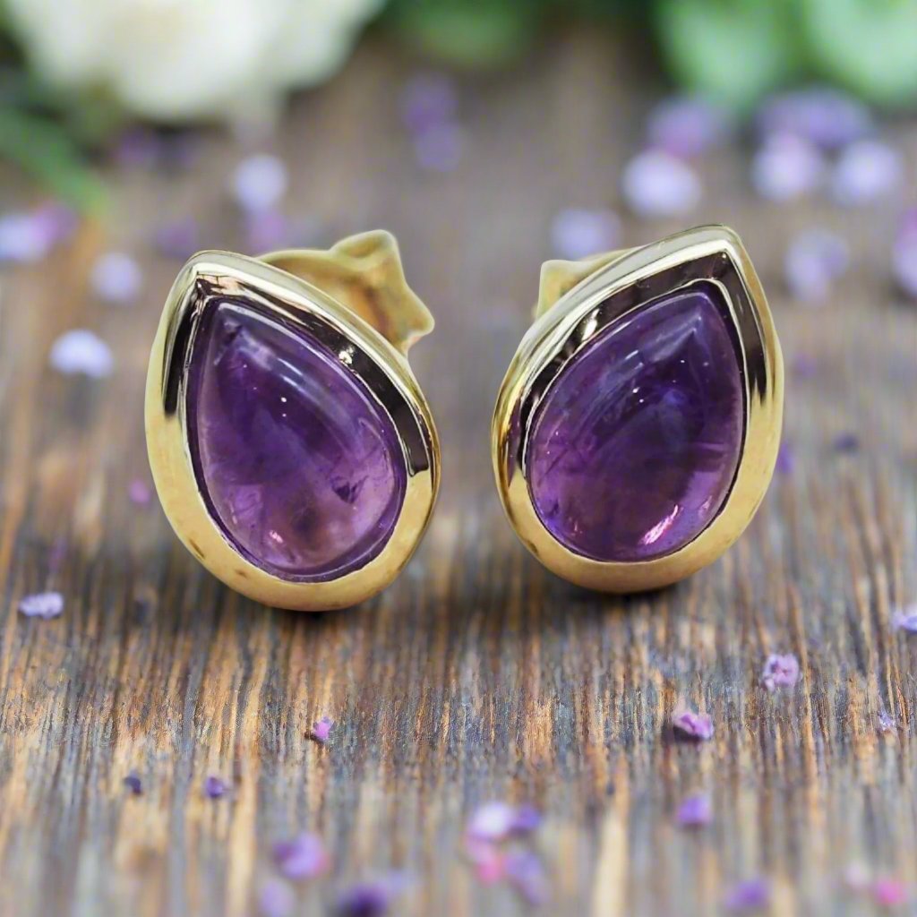 Gold February Birthstone Amethyst earrings - by indie and harper australia
