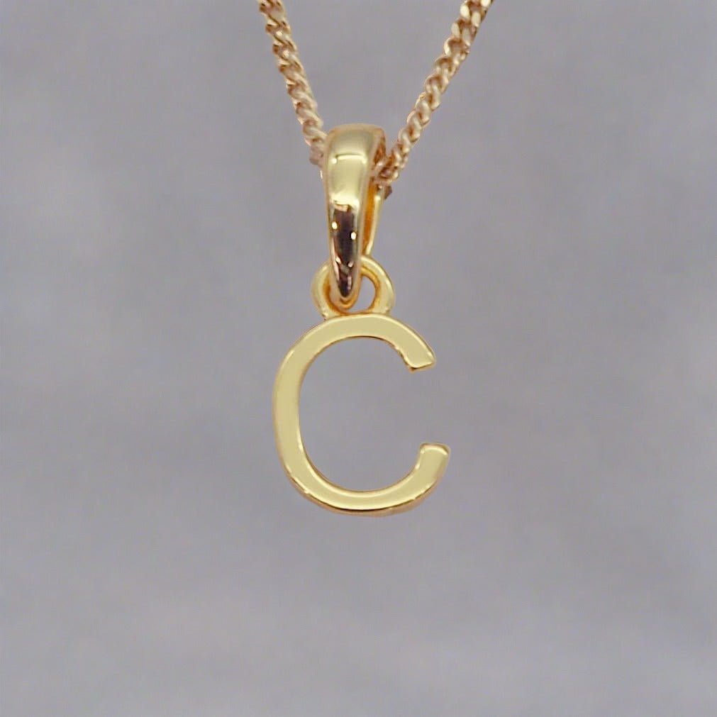gold initial c pendant necklace by indie and harper