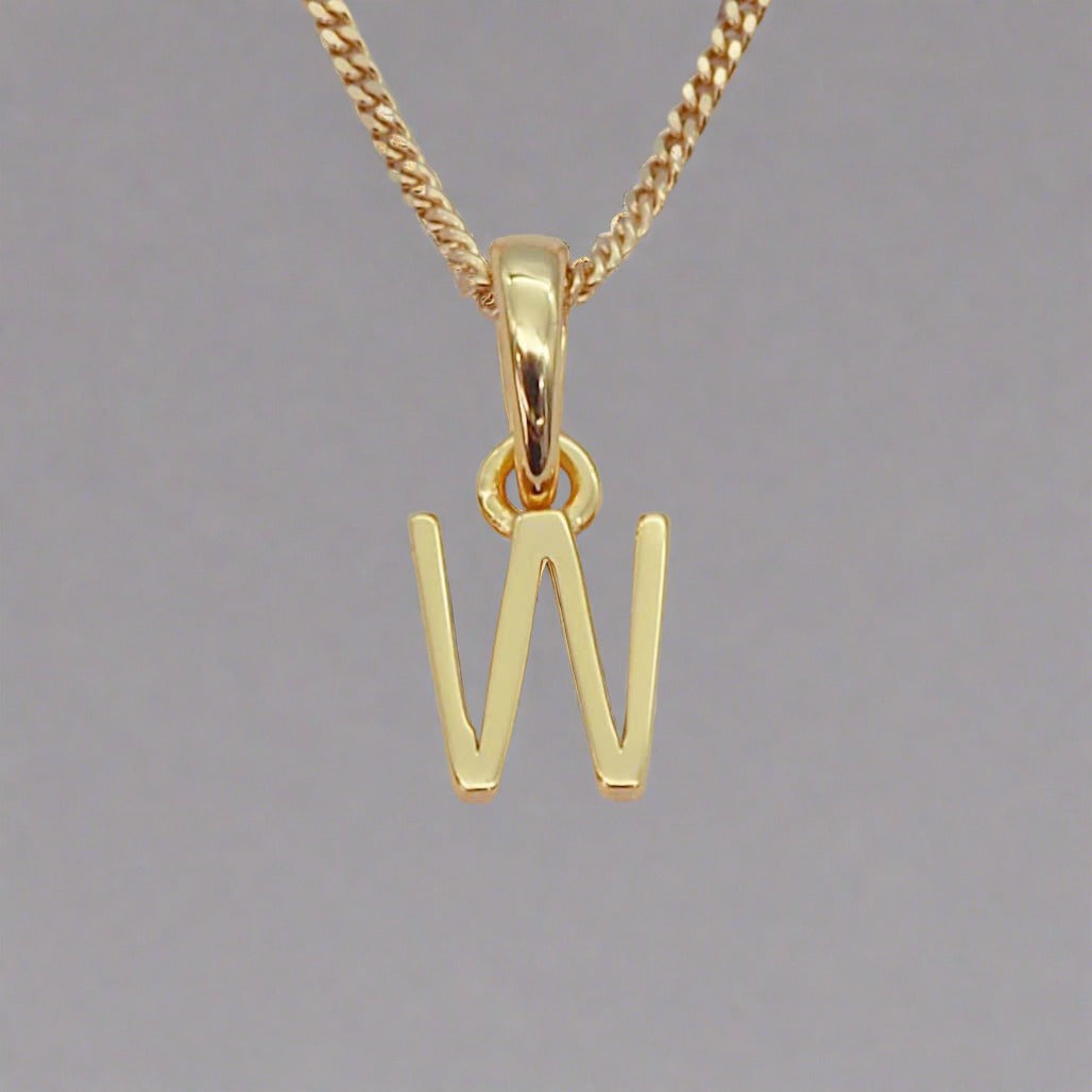 gold initial w necklace - womens jewelry online by australian jewellery brands indie and harper