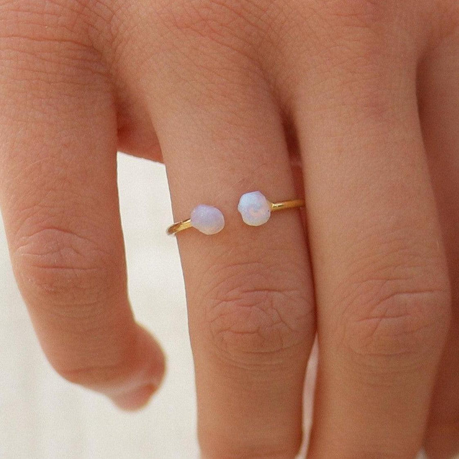 gold ring with raw opals - womens jewellery by indie and harper
