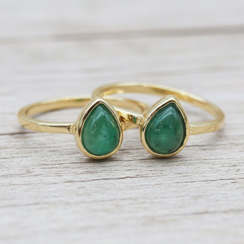 Gold may birthstone rings with natural emerald gemstone as a meaningful may birthstone jewellery gift for her