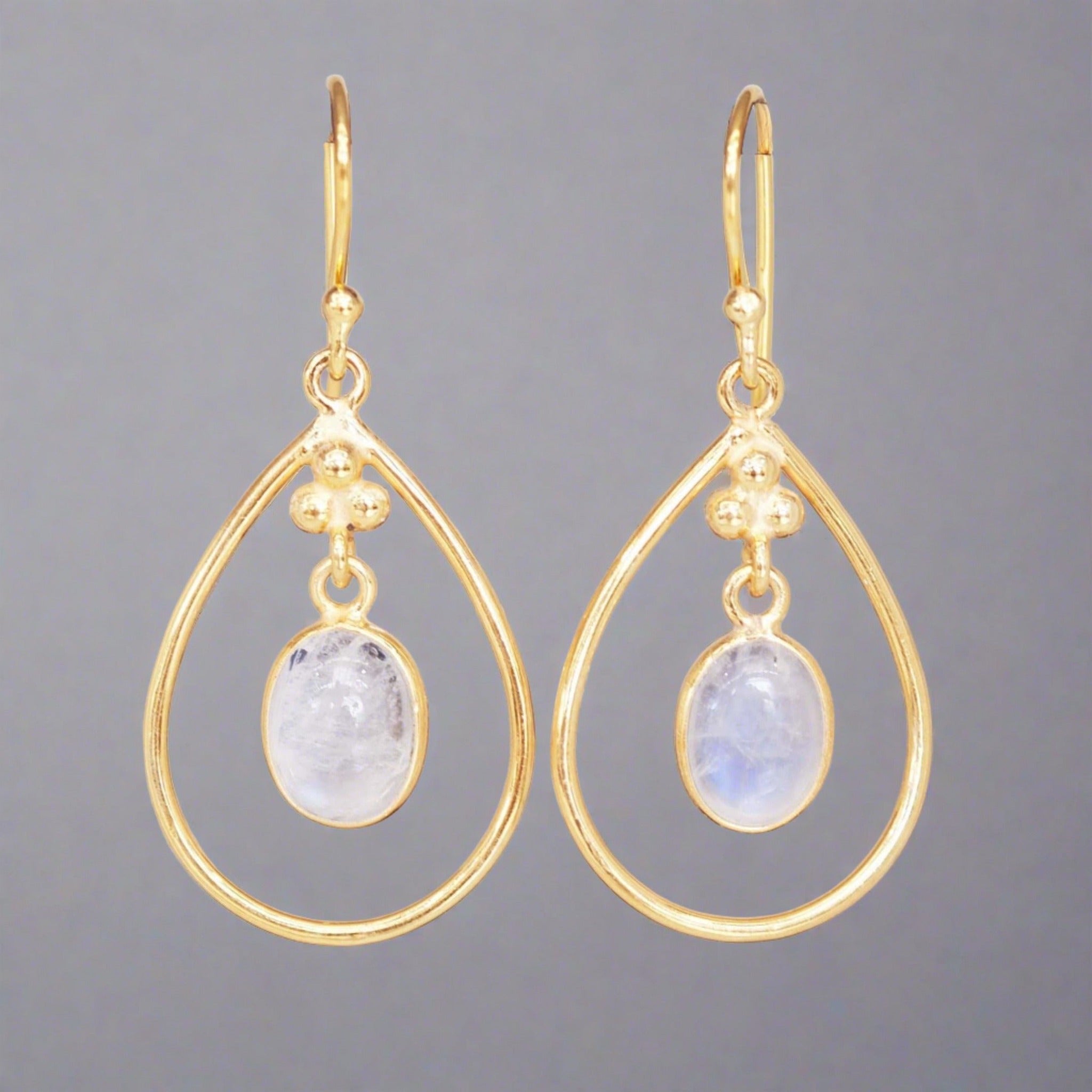 Gold Moonstone Raindrop Earrings - womens jewellery by indie and harper
