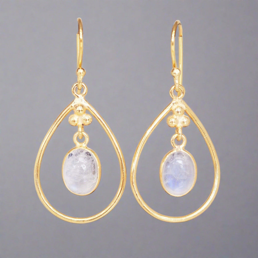 Gold Moonstone Earrings - womens gold moonstone jewellery Australia