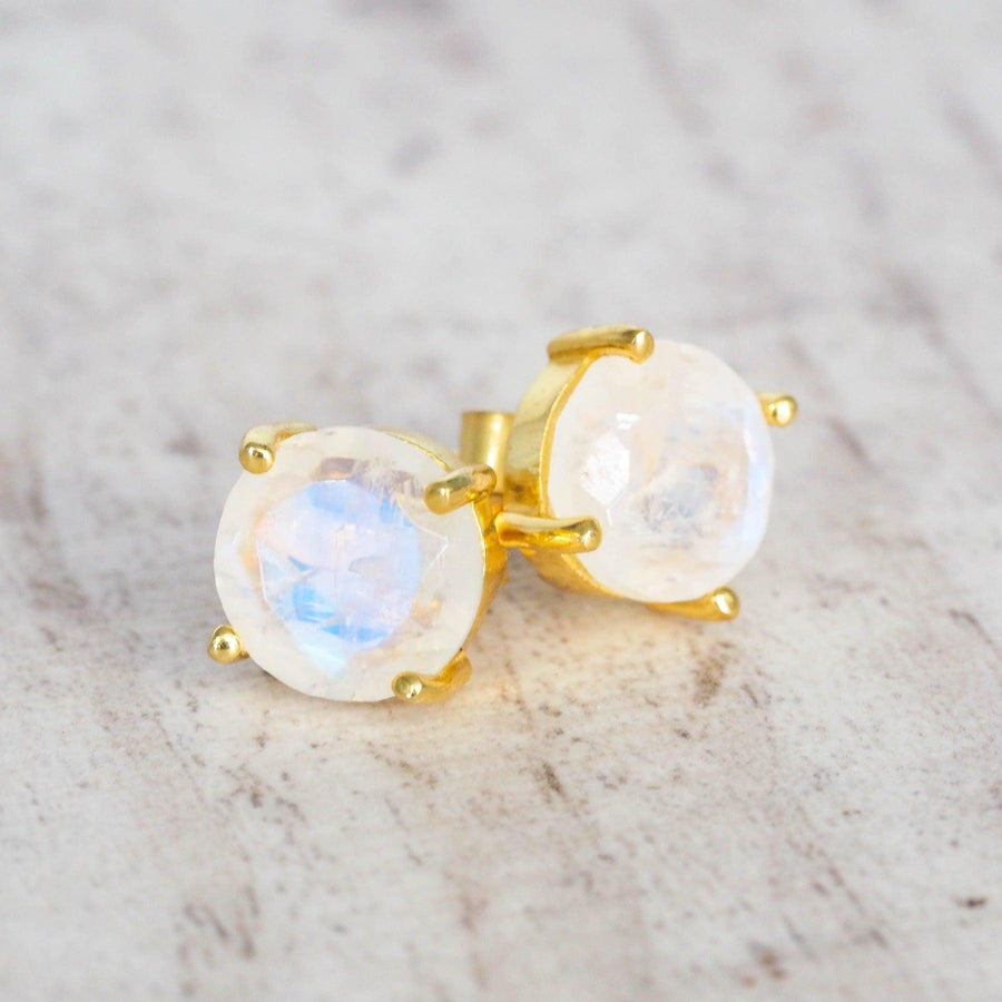 Gold Moonstone Studs - womens jewellery by indie and harper