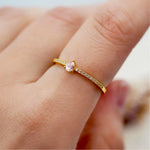 Gold Rose Quartz and White Topaz Ring - womens jewellery by indie and harper