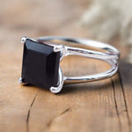 Indie and Harper sterling silver square black onyx ring - boho jewellery Australia