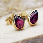indie and harper gold July Birthstone ruby earrings