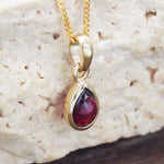 Gold July birthstone ruby necklace by Australian jewellery brand indie and harper