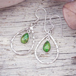 indie and harper sterling silver Hammered Teardrop Green Turquoise Earrings