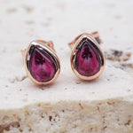 Rose Gold July Birthstone ruby earrings by indie and Harper australia