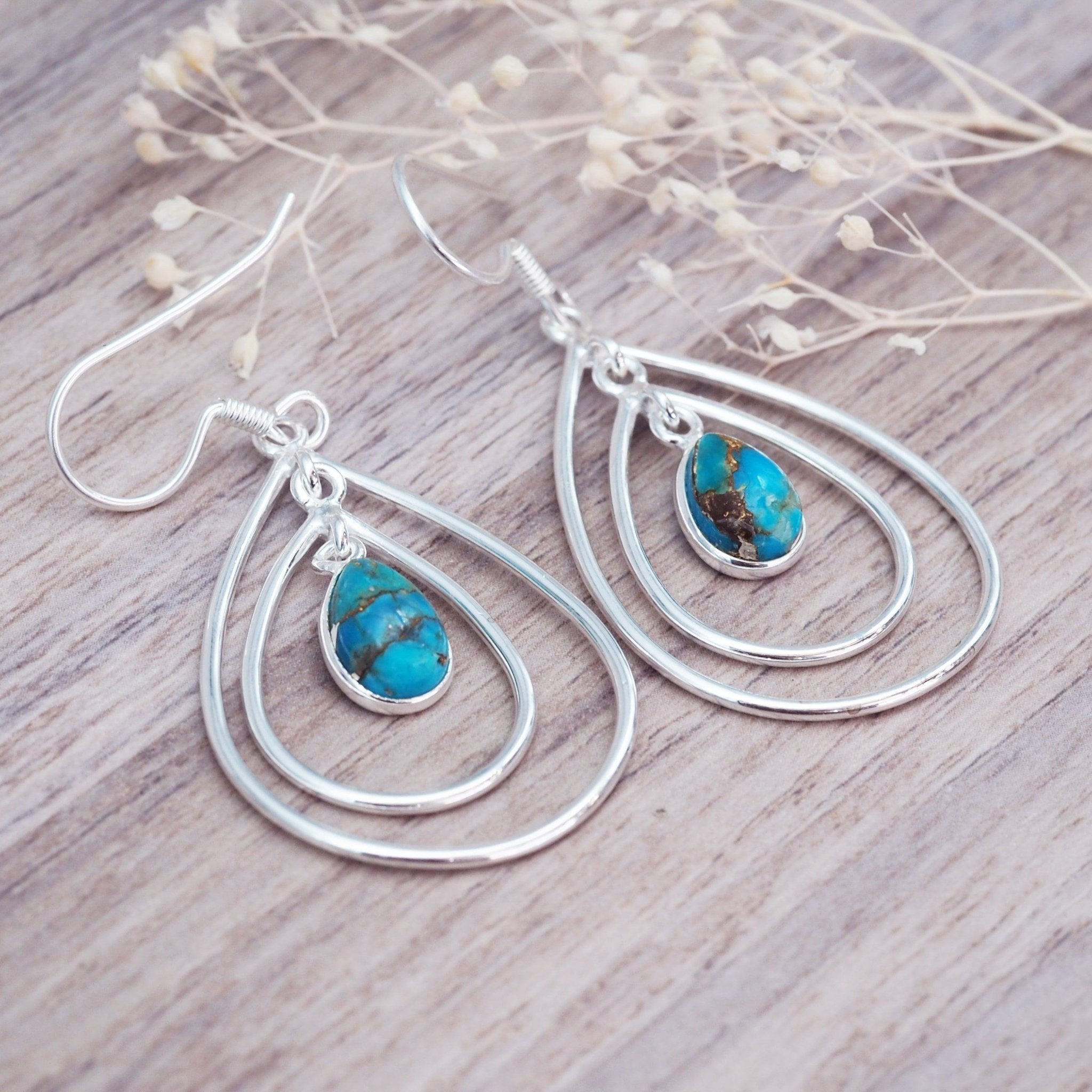 indie and harper sterling silver Copper Turquoise Earrings 
