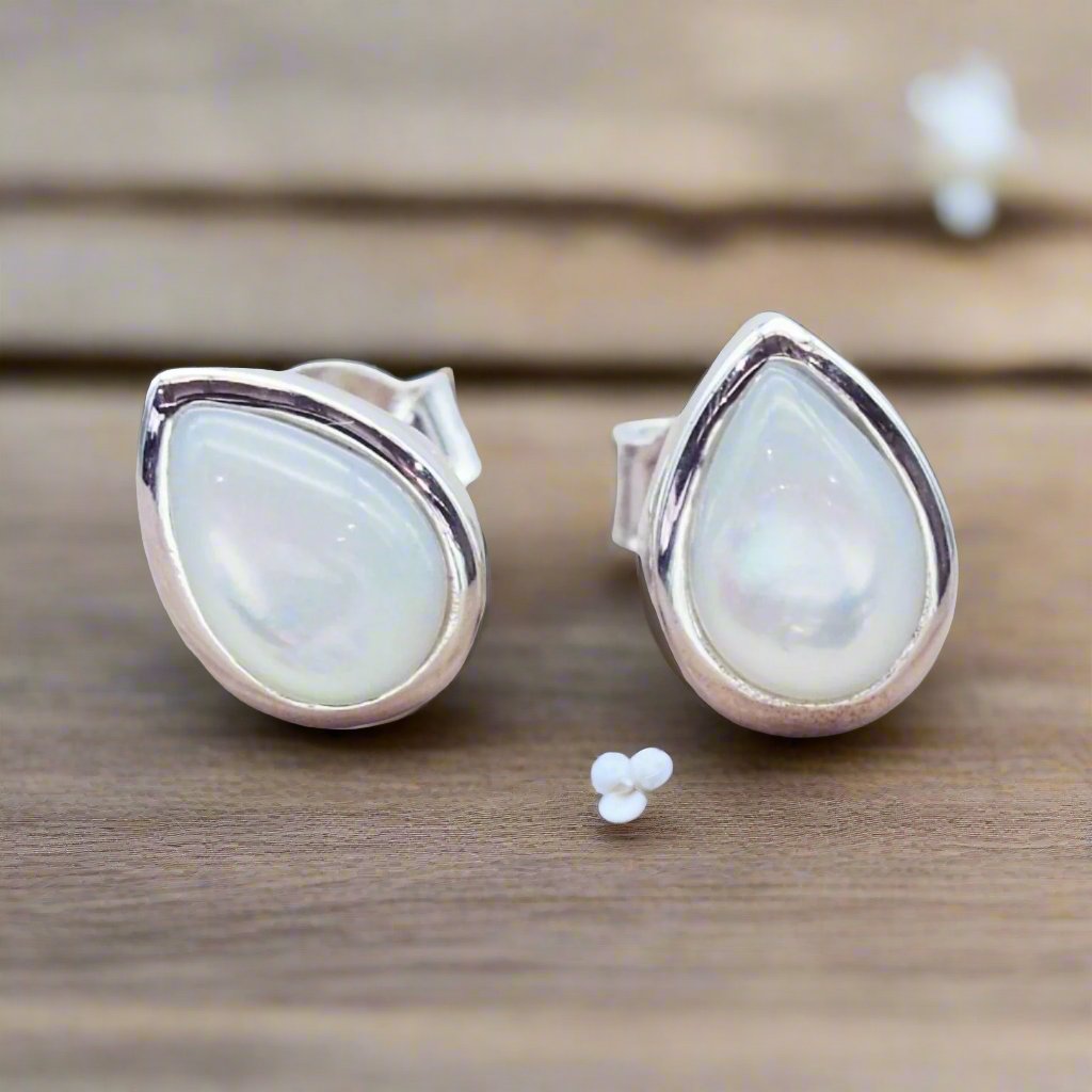 Sterling Silver June Birthstone Pearl Earrings by indie and harper australia