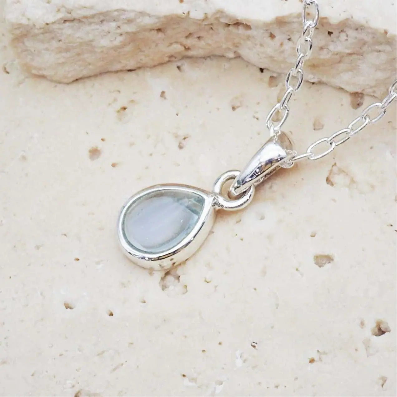 indie and harper sterling silver November Birthstone blue topaz necklace