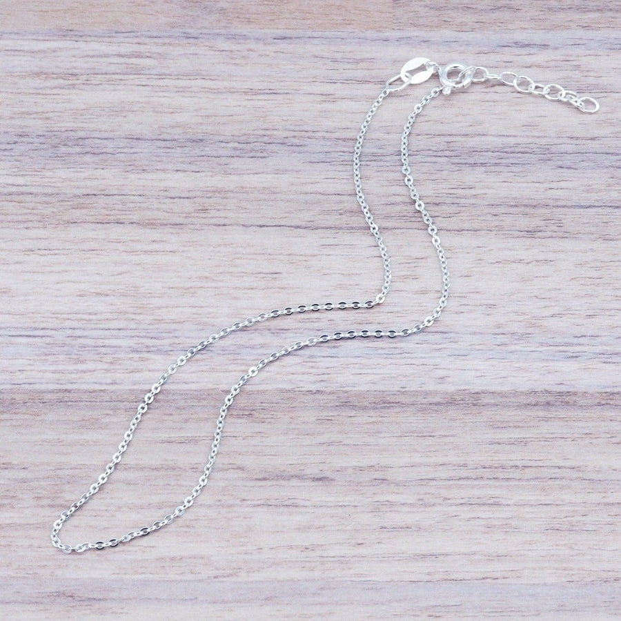 Italian Sterling Silver Anklet on a piece of light wood with - womens Sterling silver jewellery Australia