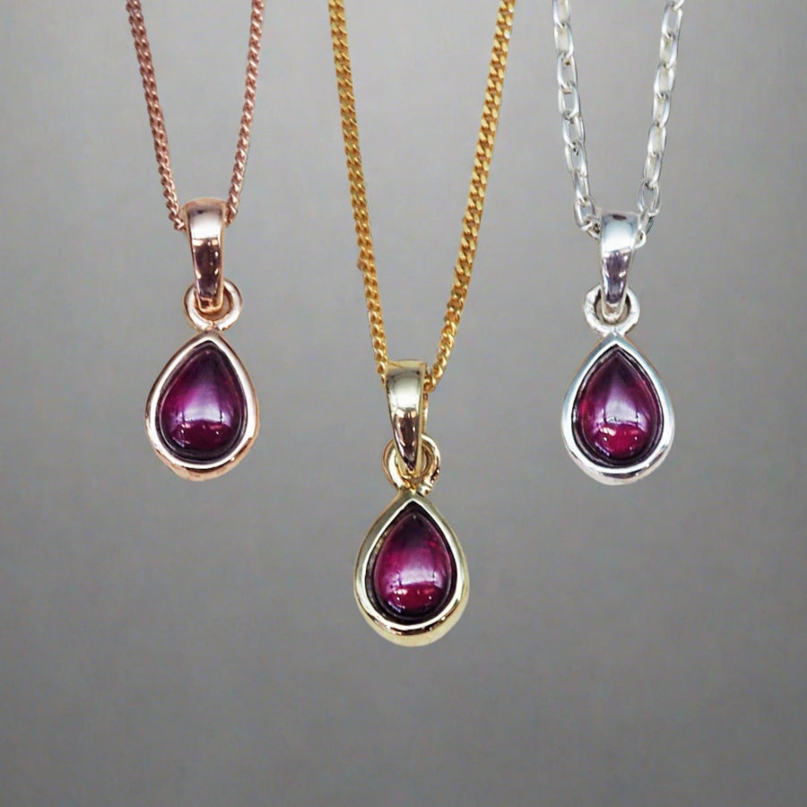 January Birthstone Necklaces in rose gold, gold and sterling silver - Garnet jewellery - january birthstone jewellery by Australian jewellery brand