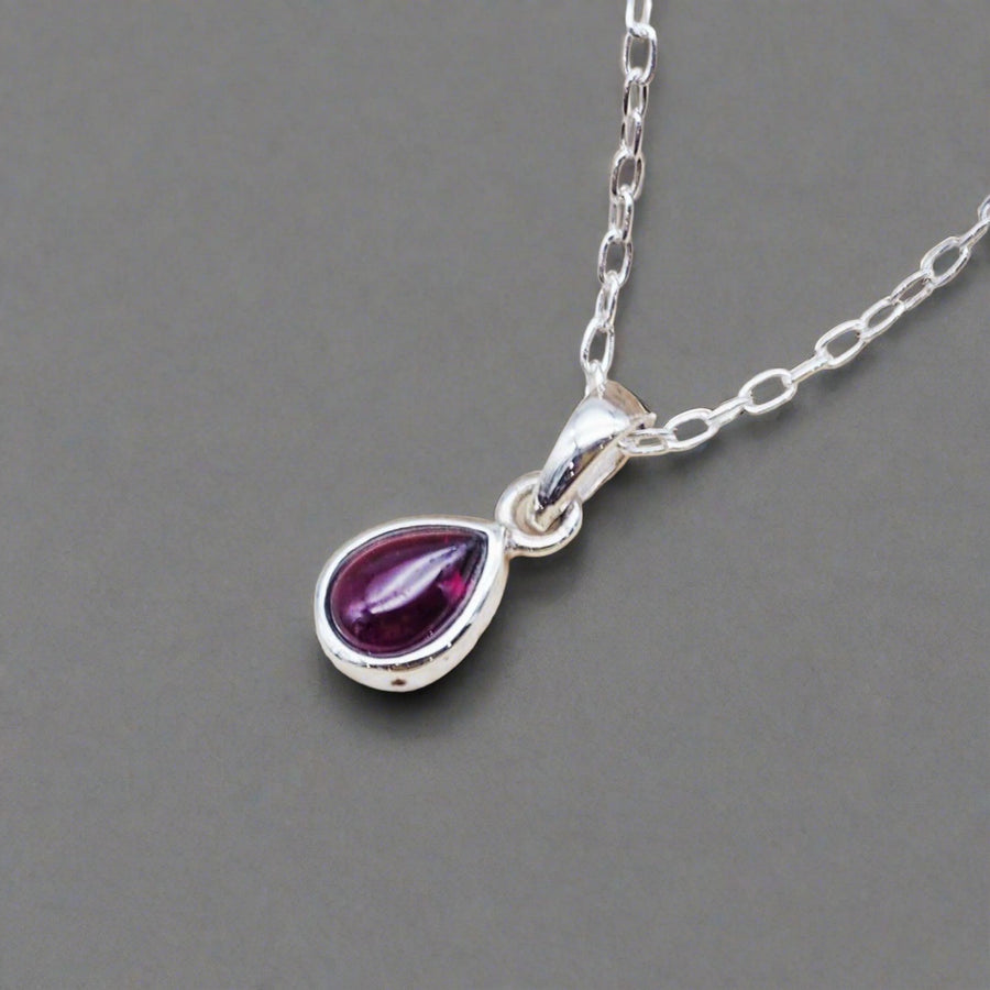 January Birthstone Necklace - Garnet jewellery - Sterling silver necklace