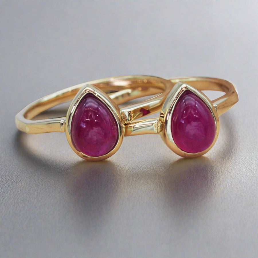 January Birthstone Ring - Garnet - womens gold rings jewellery