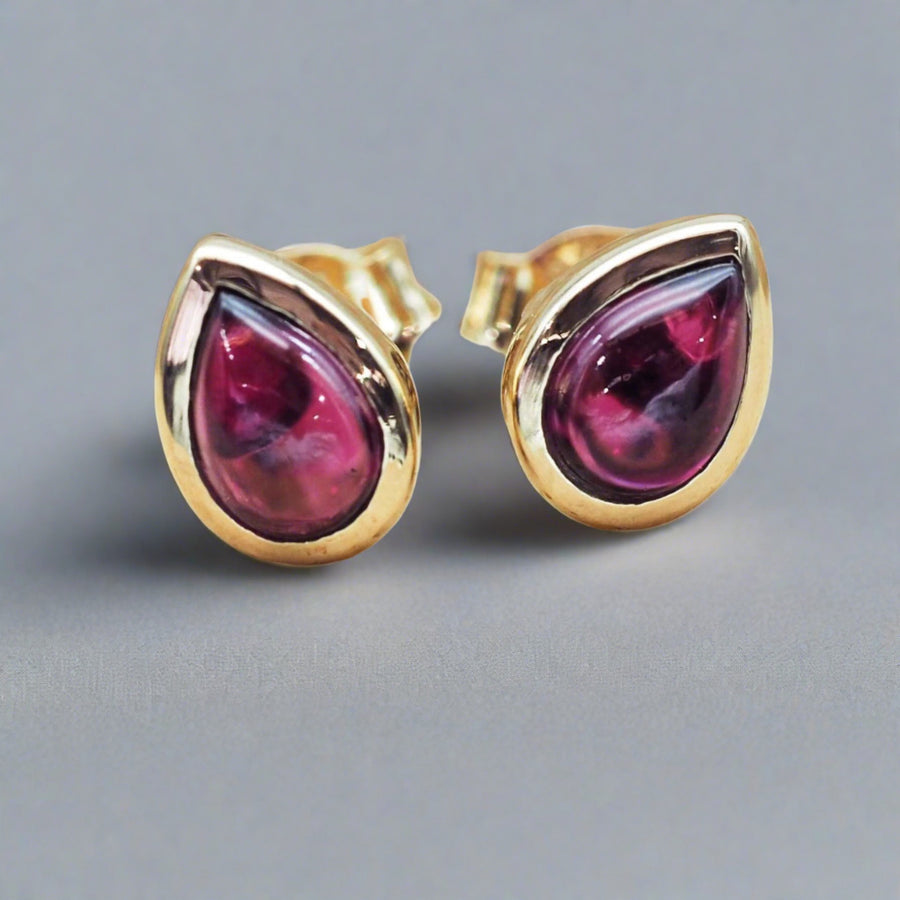 July Birthstone Earrings - gold ruby earrings - womens July birthstone jewellery Australia 