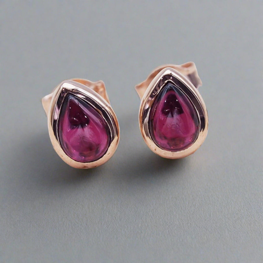 July Birthstone Earrings - rose gold ruby earrings - womens July birthstone jewellery Australia 