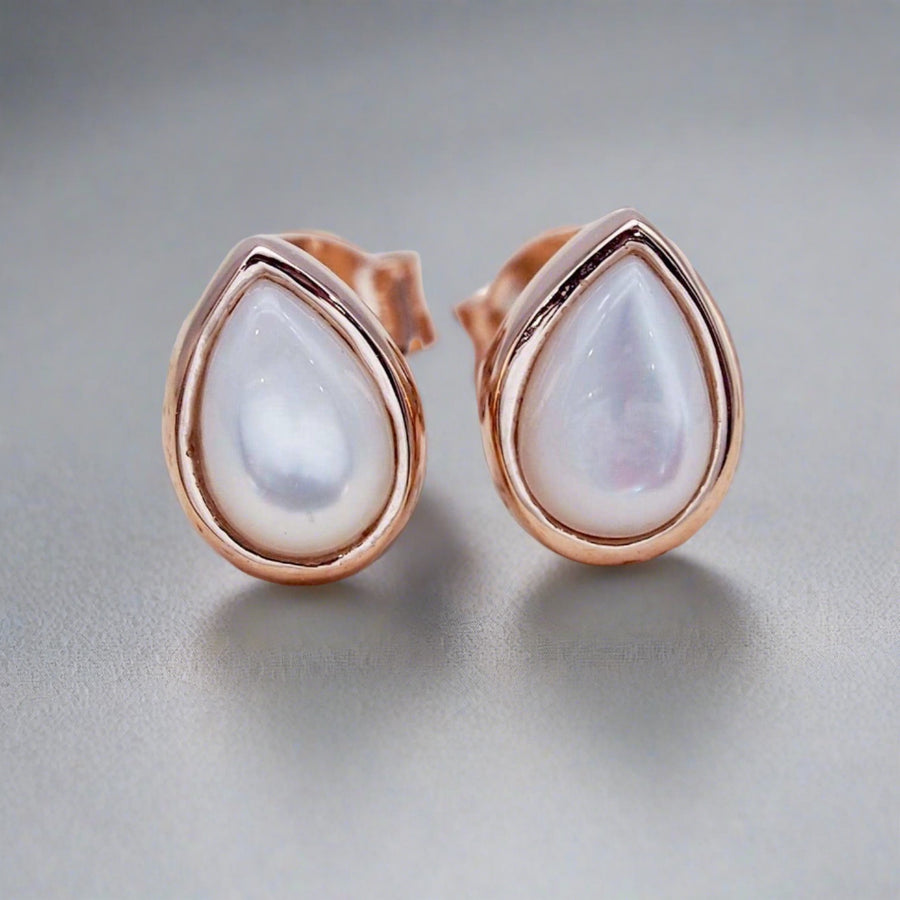 June Birthstone Earrings - rose gold Pearl earrings  - womens june birthstone jewellery australia