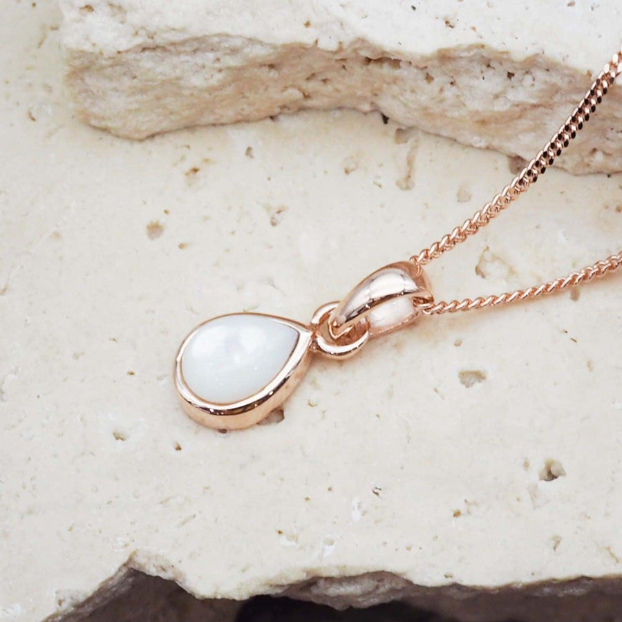 June Birthstone Necklace - Pearl necklace - womens rose gold jewellery Australia by indie and harper