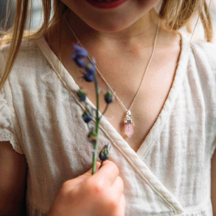 Kids Rose Quartz Necklace - rose quartz jewellery by indie and harper