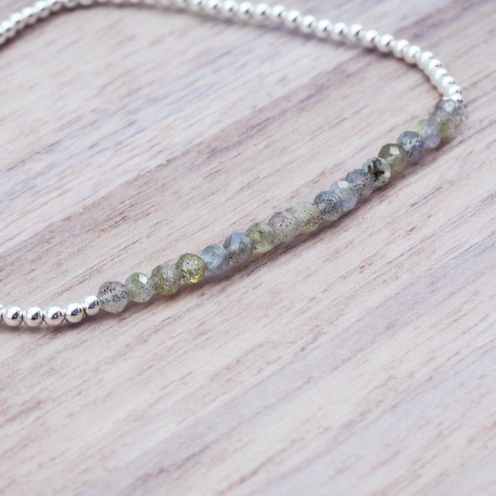 indie and haper sterling silver Labradorite beaded Bracelet